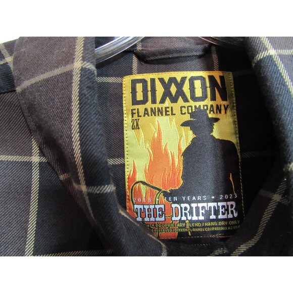 Dixxon Brown Plaid The Drifter Button Down D Tech Flannel Shirt Size 2X EUC - Picture 5 of 5